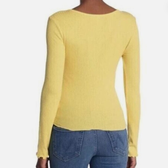 Abound Yellow Pointelle Knit Cardigan Top M - Picture 2 of 5